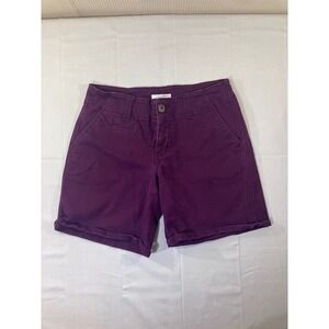 Maurices Womens Size 1/2 Purple Casual Cuffed Chino‎ Shorts Cotton Blend